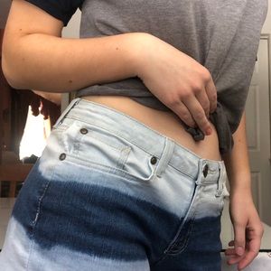 Tie die denim shorts